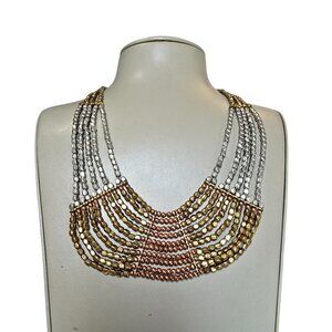 Stephan & Co Women's Bohemian Beaded Mix Metals Bib Necklace NWT
